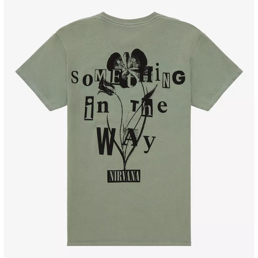 Nirvana Unisex Oversized Something In The Way Crewneck Tee Green/Black 2XL